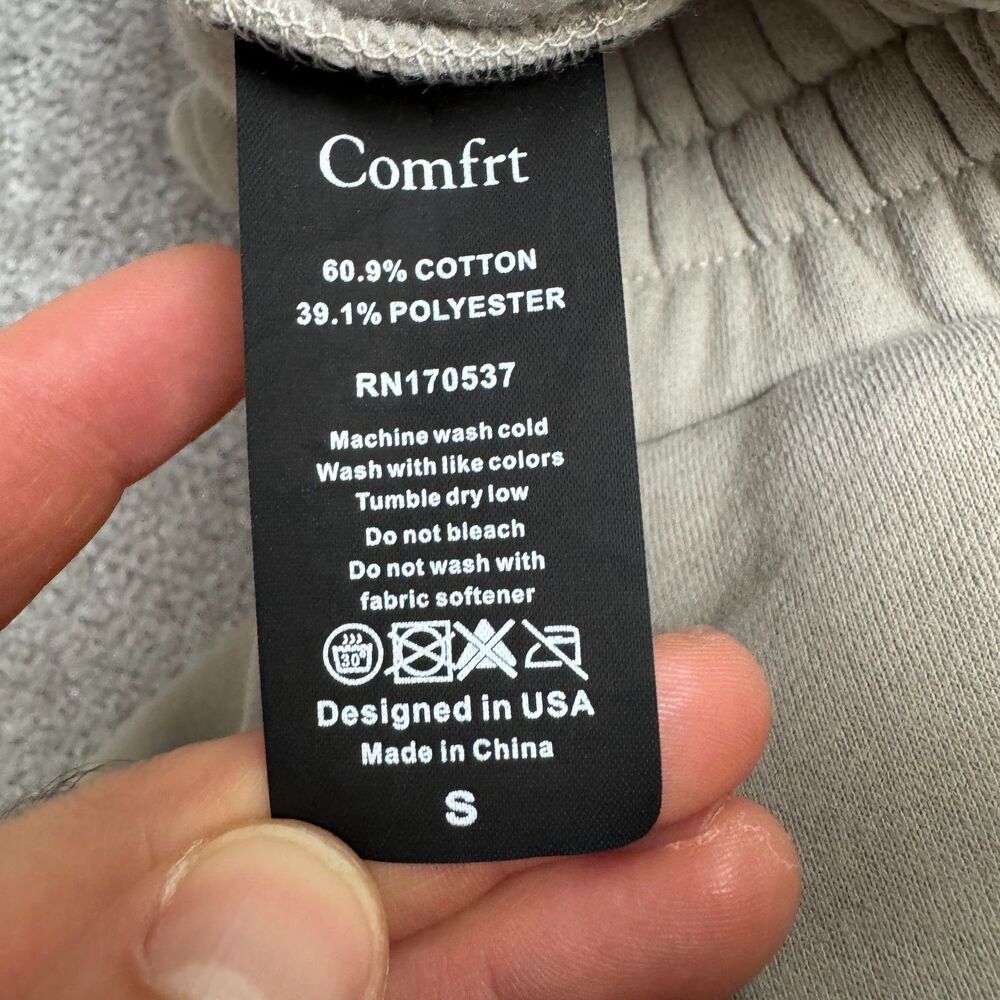Comfrt Fleece Jogger Sweatpants Unisex Small Gray Elastic Cuff Casual Loungewear - Picture 8 of 15
